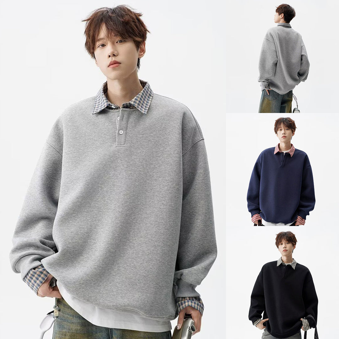 Herren Oversized Sweatshirt mit Kragen Nord Taschen