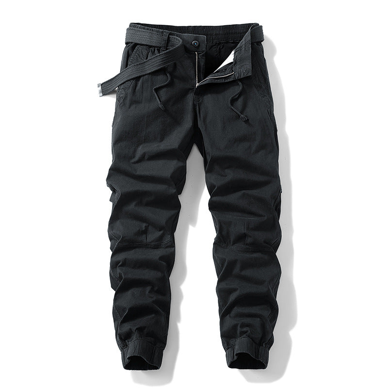 Herren Atmungsaktive Outdoor-Cargohose im Joggerstil mit integriertem Stoffgürtel und ergonomischen Kniefalten Nord Taschen