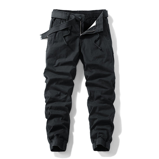 Herren Atmungsaktive Outdoor-Cargohose im Joggerstil mit integriertem Stoffgürtel und ergonomischen Kniefalten Nord Taschen