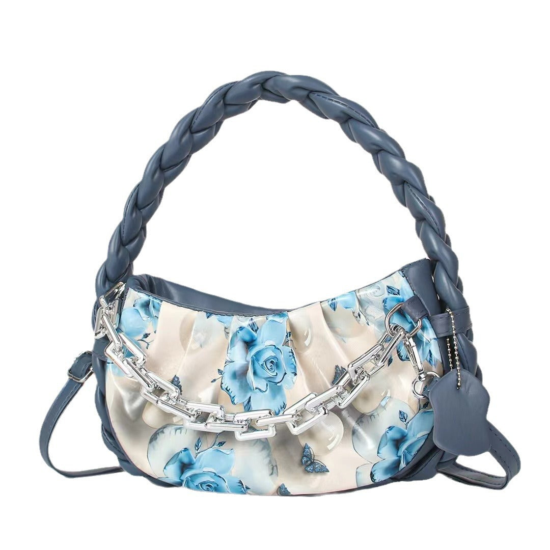 Damen modische Handtasche mit raffiniertem Blumendesign und Kettenakzent Nord Taschen