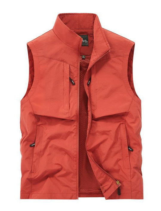 Herren Utility-Outdoorweste mit Mesh-Futter, durchgehendem Reißverschluss und Multifachtaschen Nord Taschen