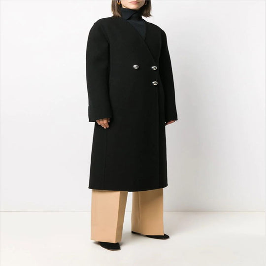 Damen Einreihiger Midimantel im Clean‑Tailoring mit dezenten Metallknöpfen und taillierter Naht Nord Taschen
