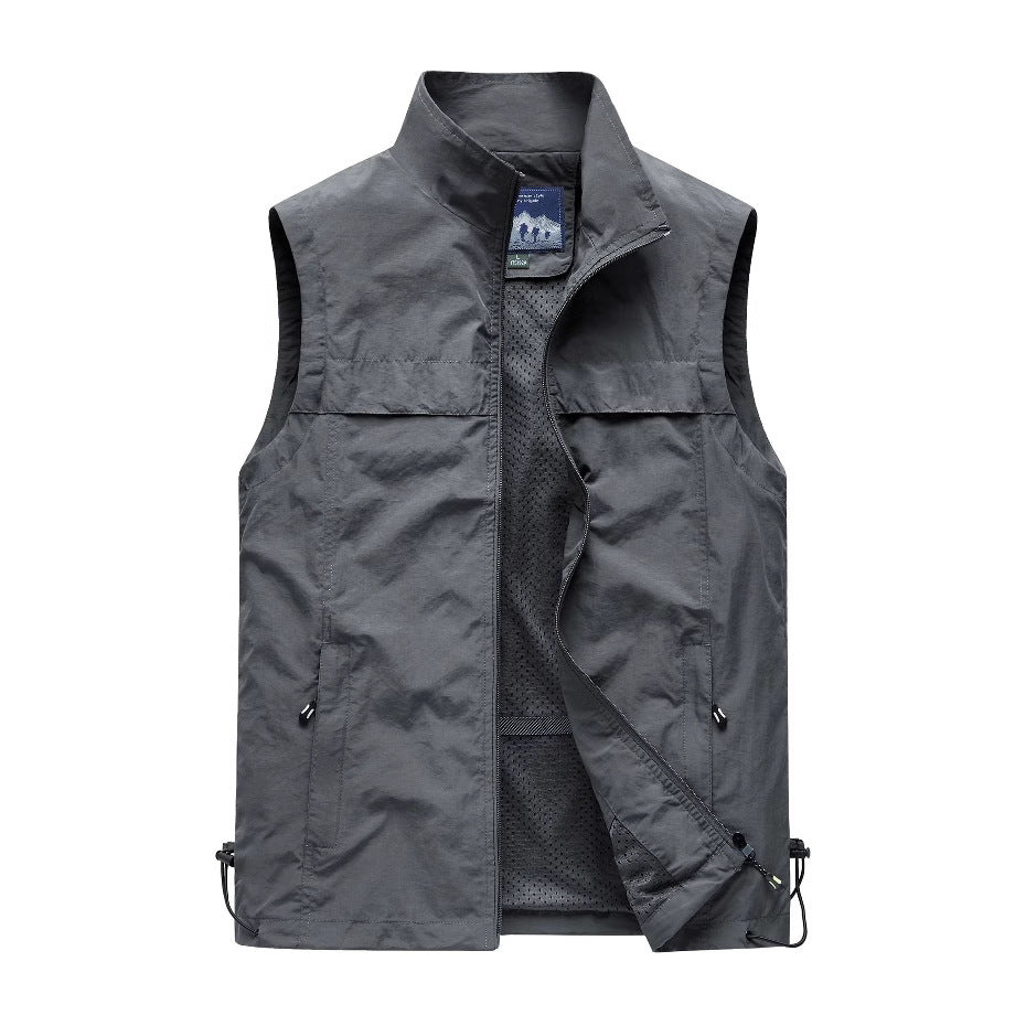 Herren  leichte winddichte Outdoorweste mit Reißverschlusstaschen und atmungsaktivem Mesh-Futter Nord Taschen
