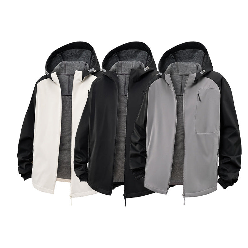 Herren Wasserdichte Softshell-Kapuzenjacke mit Fleece-Innenfutter, winddicht und mit Brustreißverschluss Nord Taschen