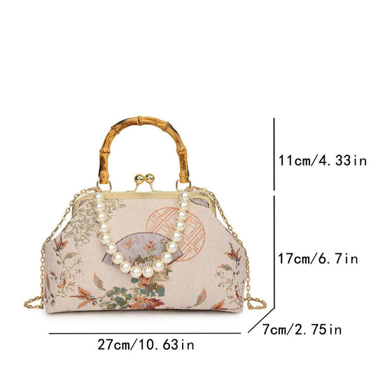 Damen elegante Umhängetasche mit kunstvollem Perlenverschluss Nord Taschen