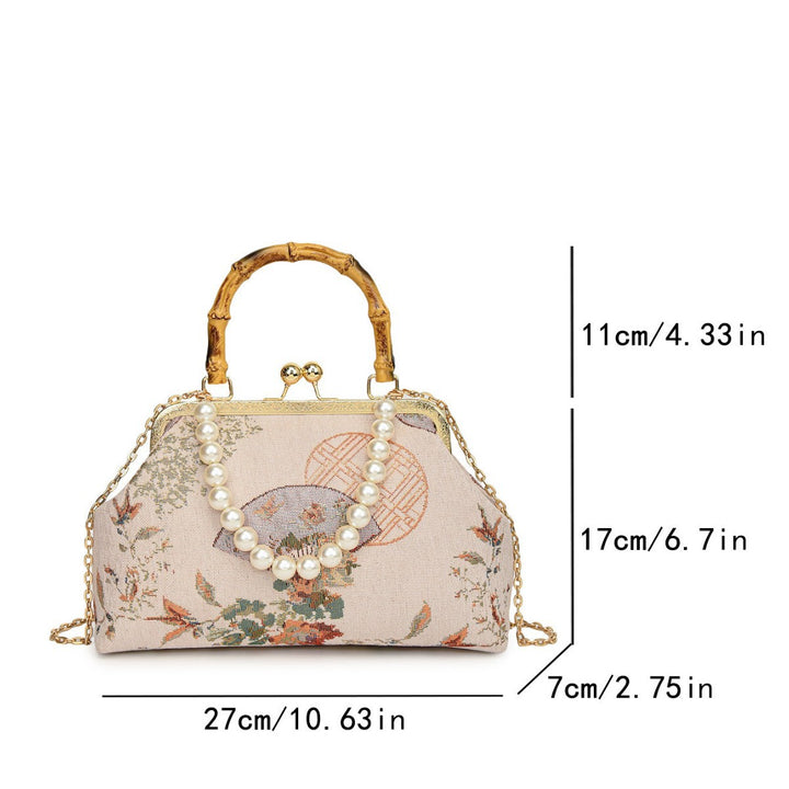 Damen elegante Umhängetasche mit kunstvollem Perlenverschluss Nord Taschen