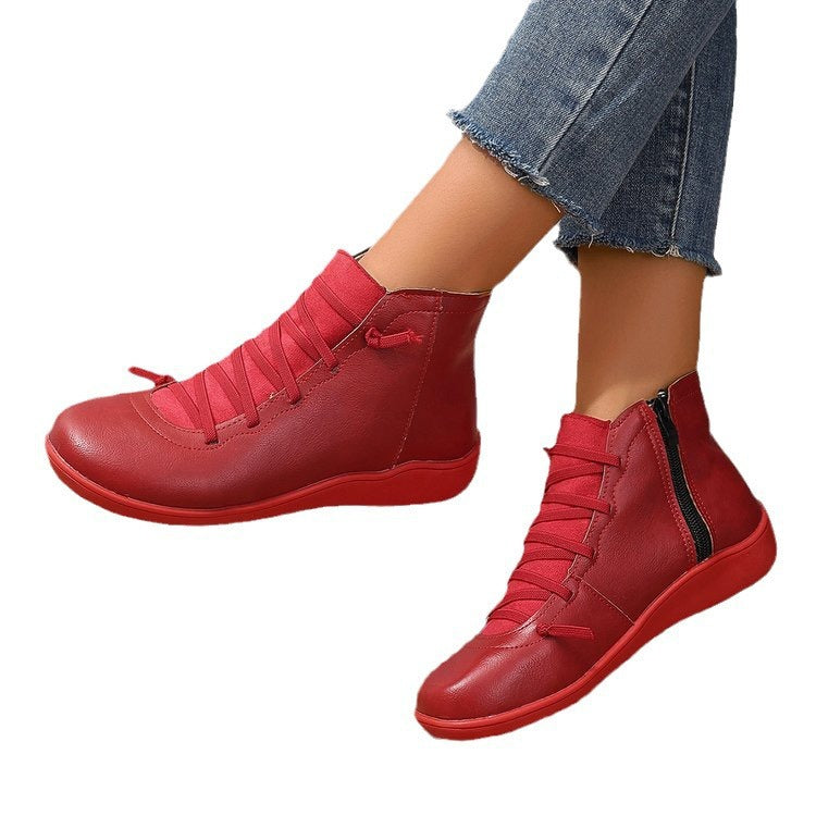 Damen Knöchelhohe Lederoptik-Sneaker mit seitlichem Reißverschluss und gepolstertem Komfortfußbett Nord Taschen