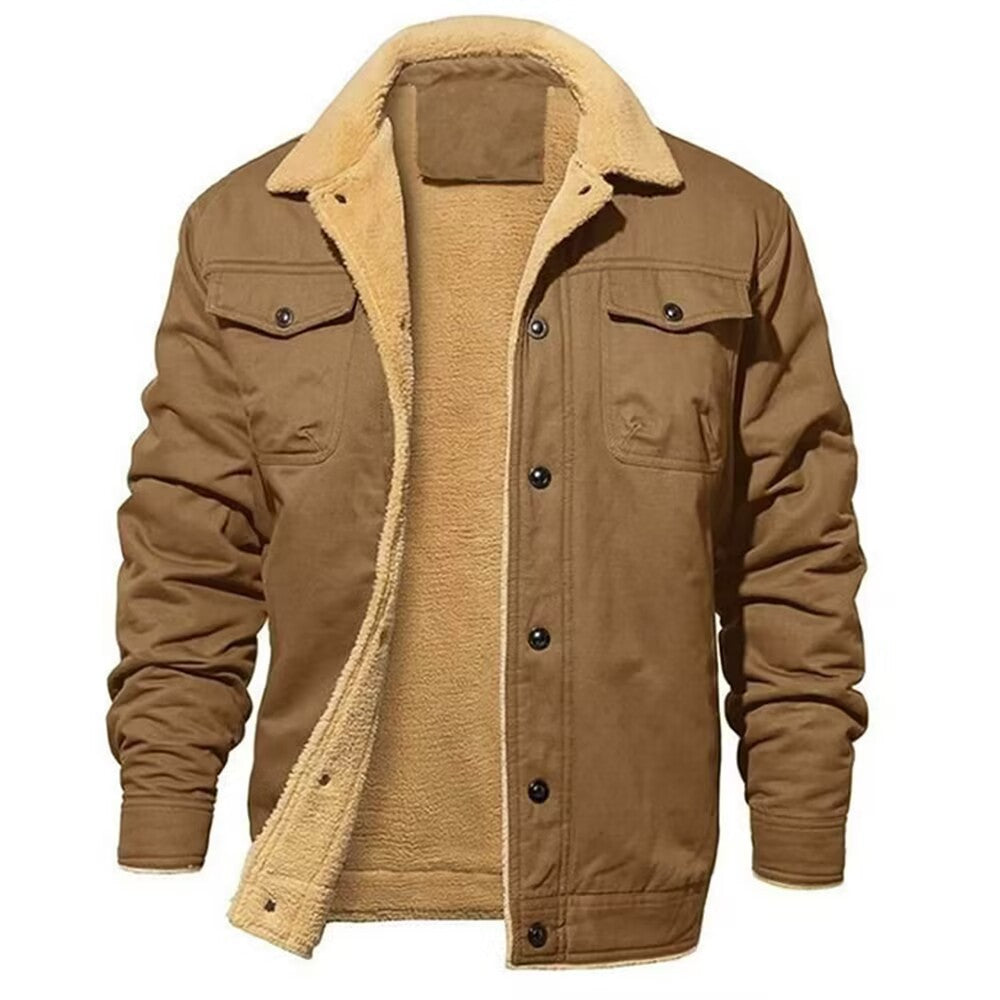 Herren robustes Canvas-Blouson mit durchgehendem Sherpa-Innenfutter und Hemdkragen Nord Taschen