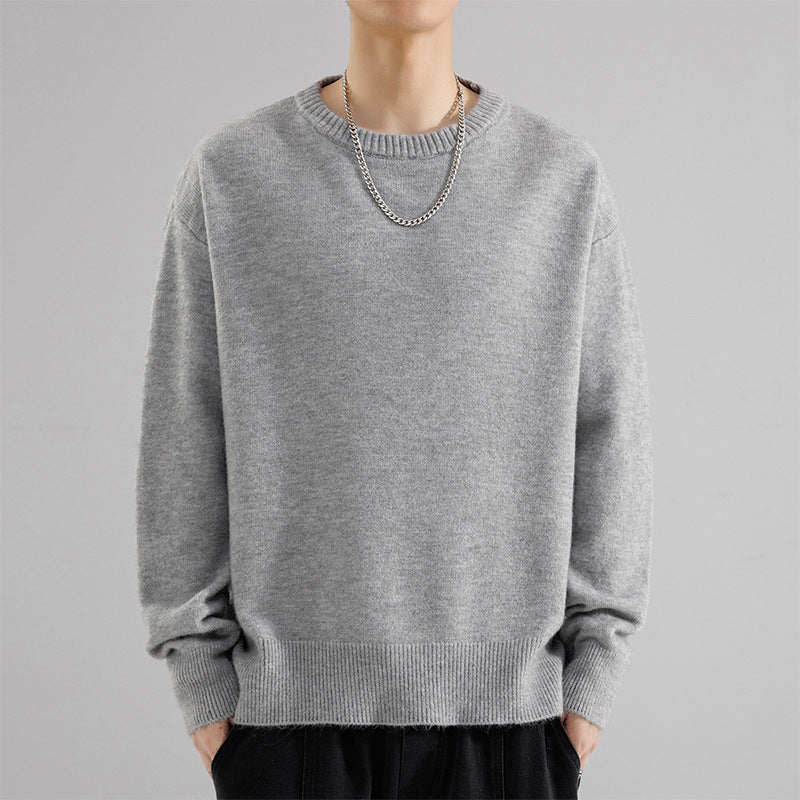 Herren Oversize Rundhalspullover aus weichem Feinstrick Nord Taschen