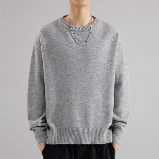 Herren Oversize Rundhalspullover aus weichem Feinstrick Nord Taschen