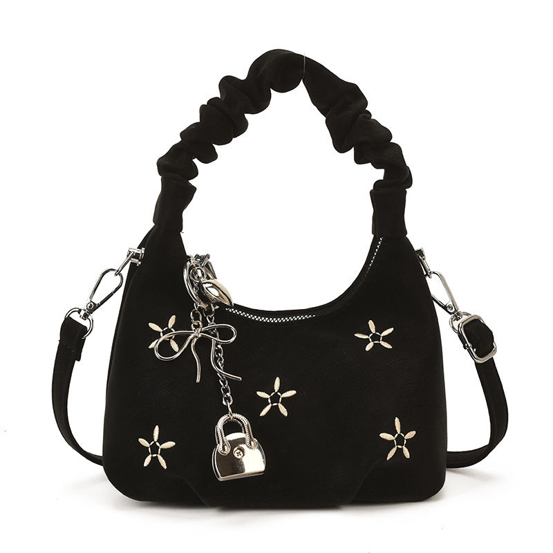 Damen modische Umhängetasche mit floralen Details und elastischem Tragegriff Nord Taschen