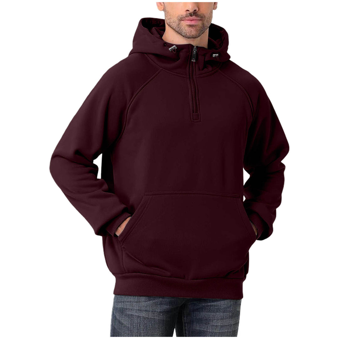 Herren Halbzip-Hoodie mit verstellbarer Kapuze, Kängurutasche und Raglanärmeln Nord Taschen