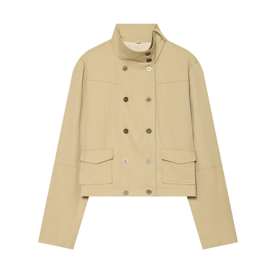 Damen Cropped Feldjacke im Utility‑Look mit Funnelkragen und aufgesetzten Pattentaschen Nord Taschen