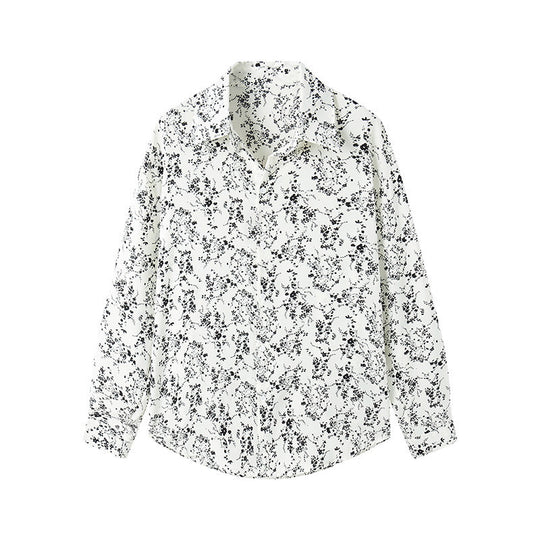 Damen Langärmliges Hemd mit floralem Allover-Print und klassischem Kragen Nord Taschen