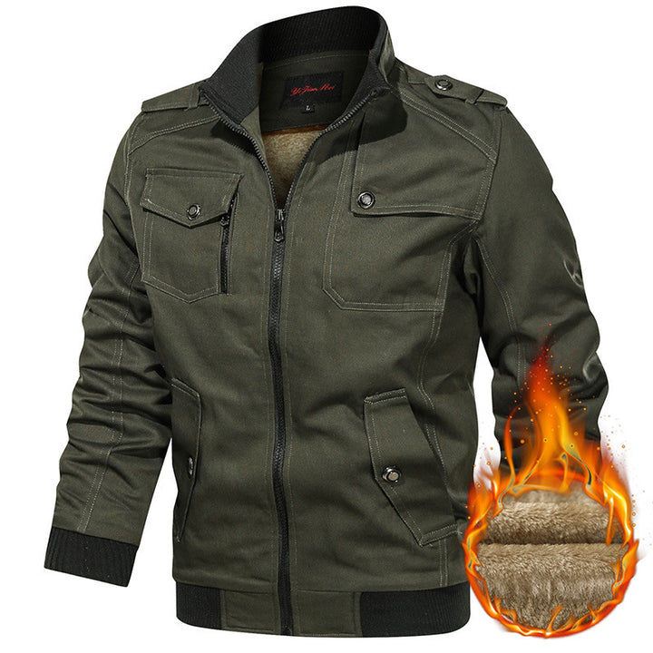 Herren  gefütterte Utility-Bomberjacke mit Teddyfutter, Schulterpatten und multifunktionalen Taschen Nord Taschen