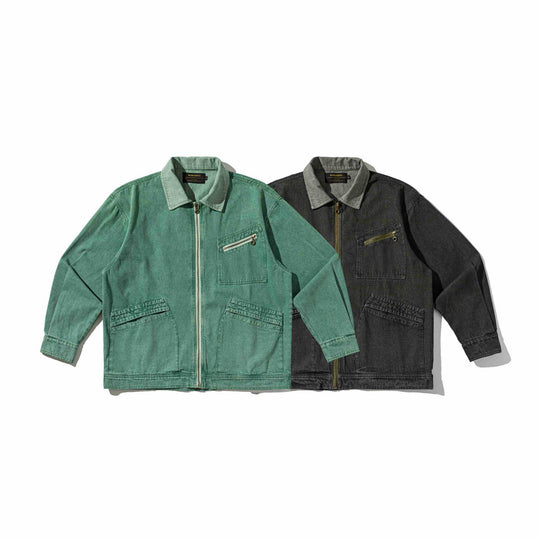 Herren Denim-Workwear-Blousonjacke mit durchgehendem Reißverschluss und Zip‑Brusttasche Nord Taschen