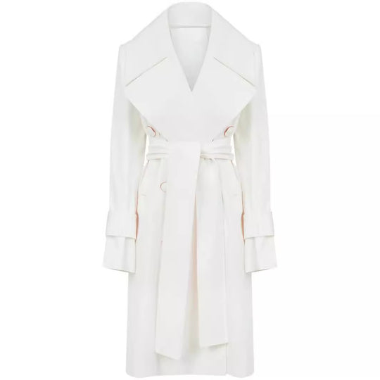 Damen Trenchcoat mit weitem Revers und Taillengürtel Nord Taschen