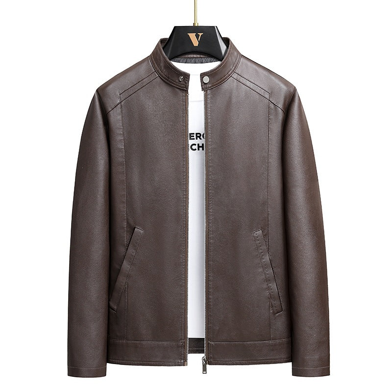 Herren Schlichte Kunstleder-Cityjacke mit Stehkragen, Zweiwege-Reißverschluss & Eingrifftaschen Nord Taschen