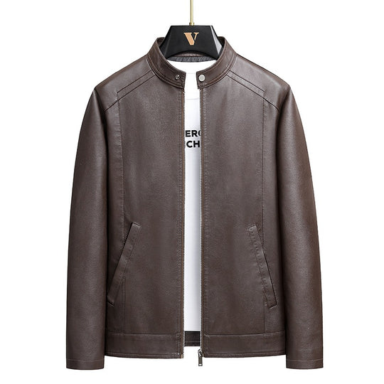 Herren Schlichte Kunstleder-Cityjacke mit Stehkragen, Zweiwege-Reißverschluss & Eingrifftaschen Nord Taschen