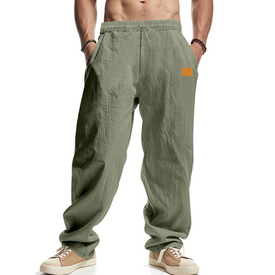 Herren locker geschnittene Leinenhose mit verstellbarem Kordelzug und praktischen Seitentaschen