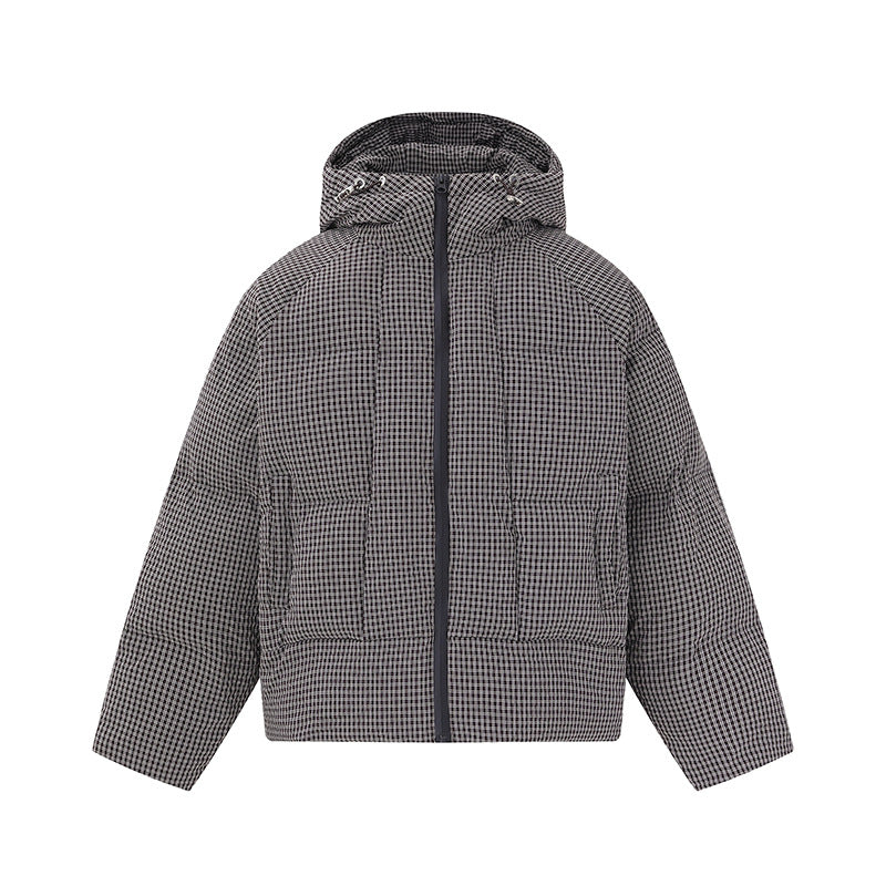Unisex Kurz geschnittene wattierte Kapuzenjacke mit feiner Karosteppung Nord Taschen