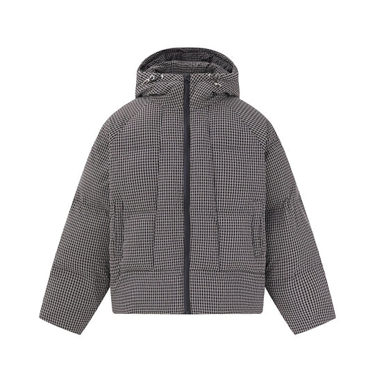 Unisex Kurz geschnittene wattierte Kapuzenjacke mit feiner Karosteppung Nord Taschen