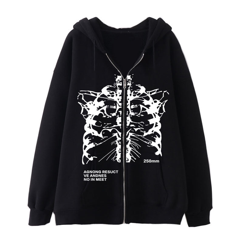 Damen nan Kapuzenjacke mit durchgehendem Reißverschluss und Rippenherz-Print Nord Taschen