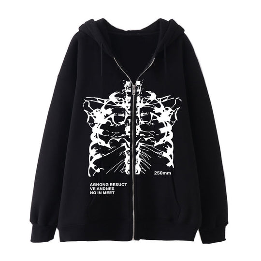 Damen nan Kapuzenjacke mit durchgehendem Reißverschluss und Rippenherz-Print Nord Taschen