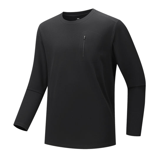 Herren Multifunktionales Langarm-Techshirt mit Brust-Reißverschlusstasche Nord Taschen
