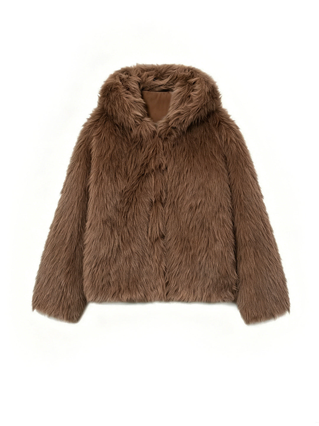 Damen Kurzblouson aus langfaserigem Shaggy‑Faux‑Fur mit hohem Schalkragen und klarer Boxy‑Silhouette Nord Taschen