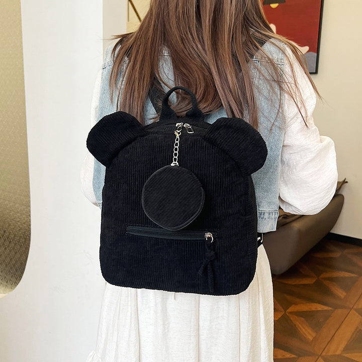 Damen verspielter Cord-Rucksack mit Tierohren Nord Taschen
