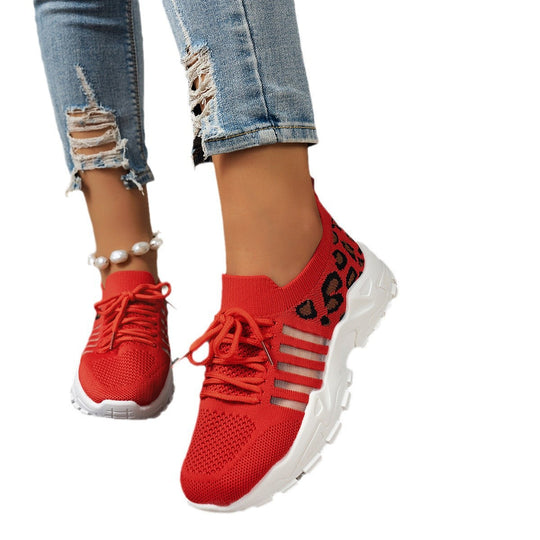 Damen Sportliche Sneakers mit atmungsaktivem Netzdesign und modischem Leopardenmuster Nord Taschen