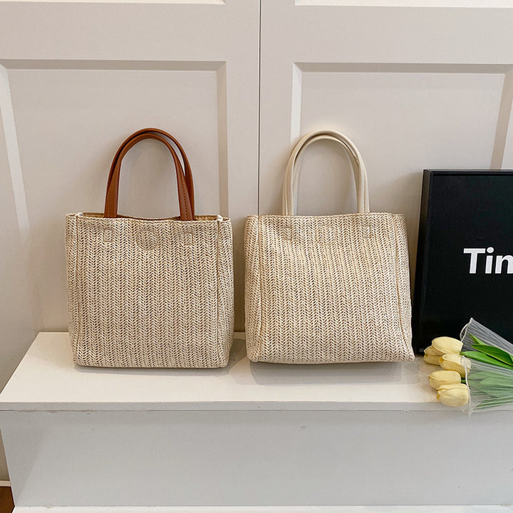 Damen elegante Tragetasche mit geflochtenem Design und hochwertigen Lederakzenten Nord Taschen