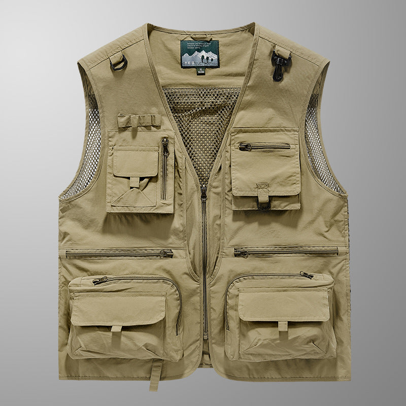 Herren Multifunktionale Angler- und Utility‑Weste mit Mesh‑Einsätzen und Mehrfach‑Taschen Nord Taschen