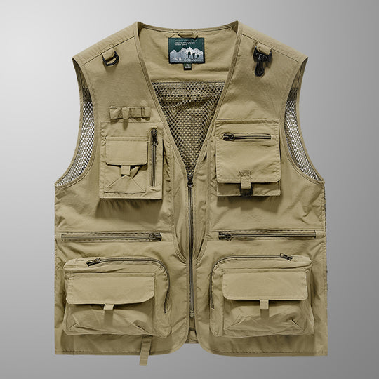 Herren Multifunktionale Angler- und Utility‑Weste mit Mesh‑Einsätzen und Mehrfach‑Taschen Nord Taschen