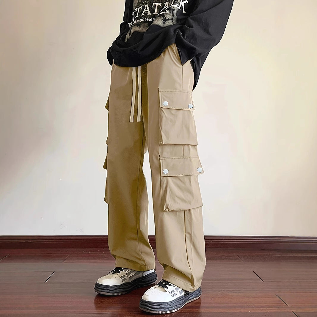 Herren Locker sitzende Cargo-Hose mit mehreren Klapp- und Utility-Taschen & Kordelzugbund Nord Taschen
