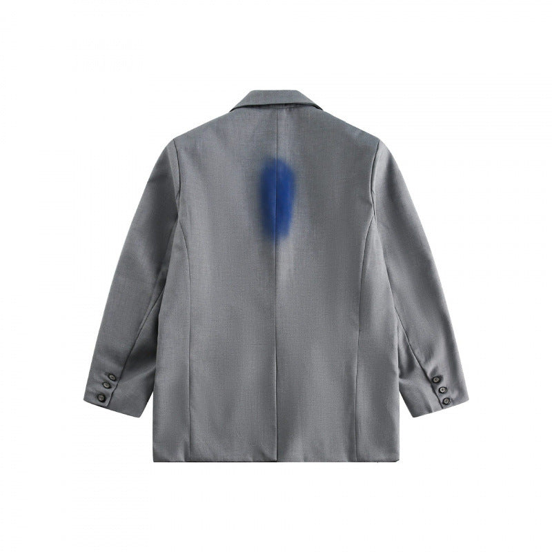 Unisex Oversize-Sakko mit Graffiti‑Sprayprint, Reverskragen und Pattentaschen Nord Taschen