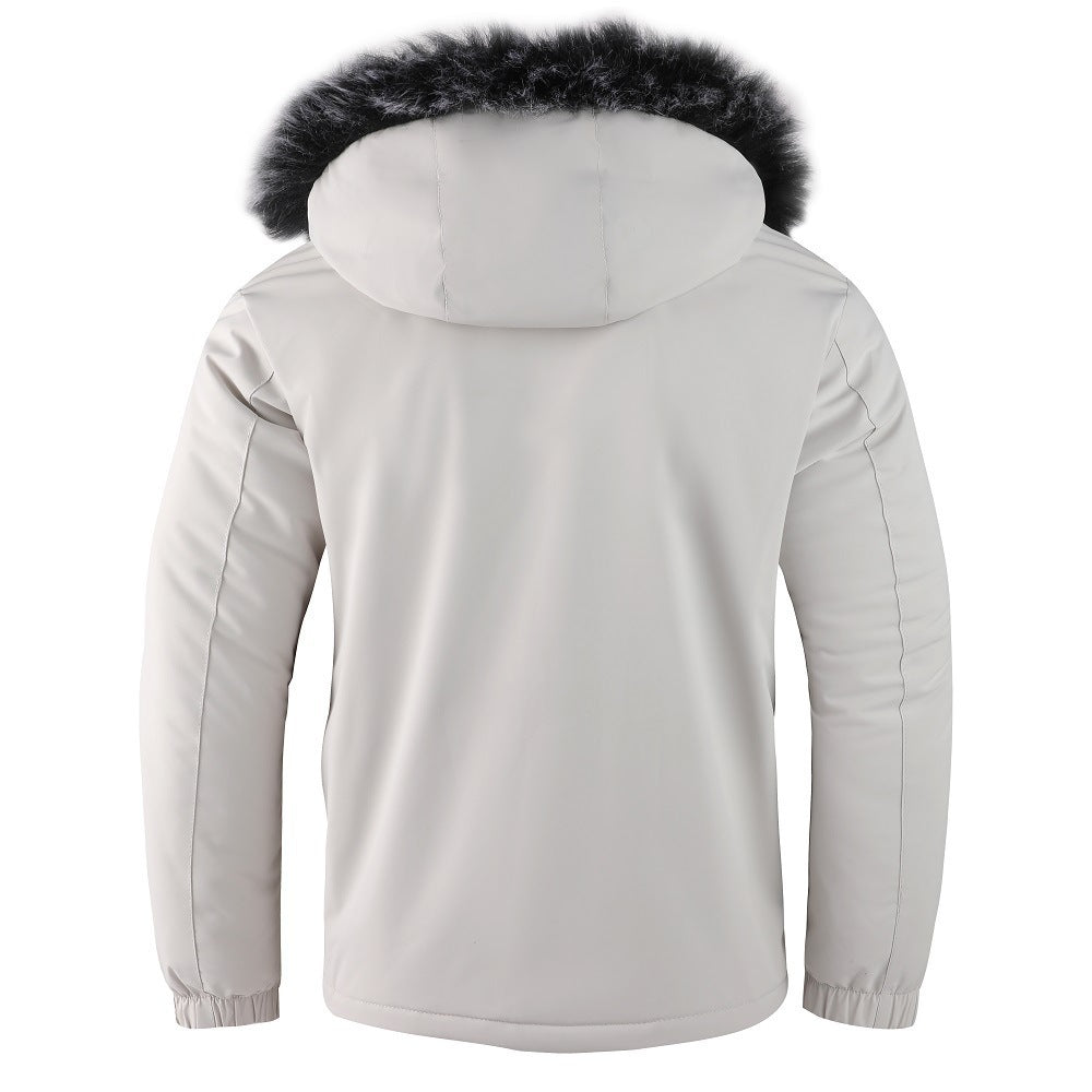 Herren  gefütterte Winterparka mit Kunstfellkapuze, Thermoisolierung und multifunktionalen Taschen Nord Taschen