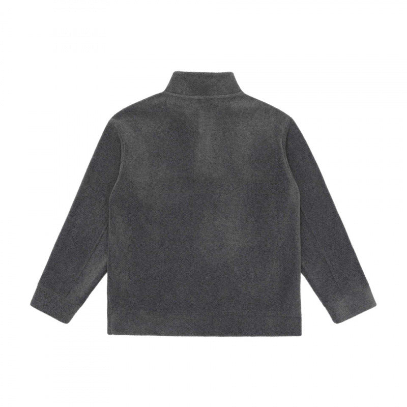 Unisex Henley-Fleecepullover mit kurzem Knopfverschluss, Stehkragen und Boxy‑Schnitt Nord Taschen