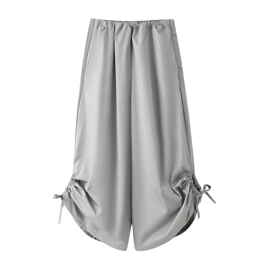 Damen Maxirock aus Satin mit seitlicher Raffung und Bindebändern Nord Taschen