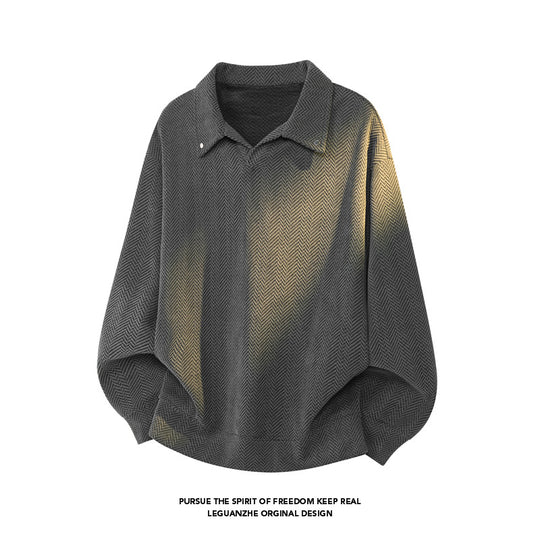 Damen Oversize-Bluse mit Fischgrätstruktur und Balloon-Ärmeln Nord Taschen