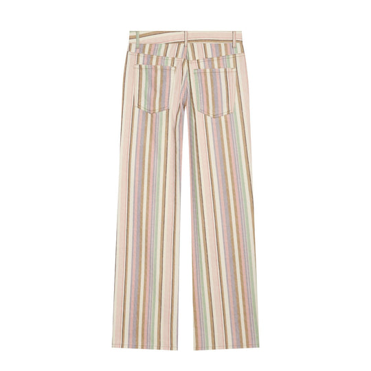 Damen Hochtaillierte Leinenoptik‑Palazzohose mit vertikalem Pastellstreifenmuster Nord Taschen