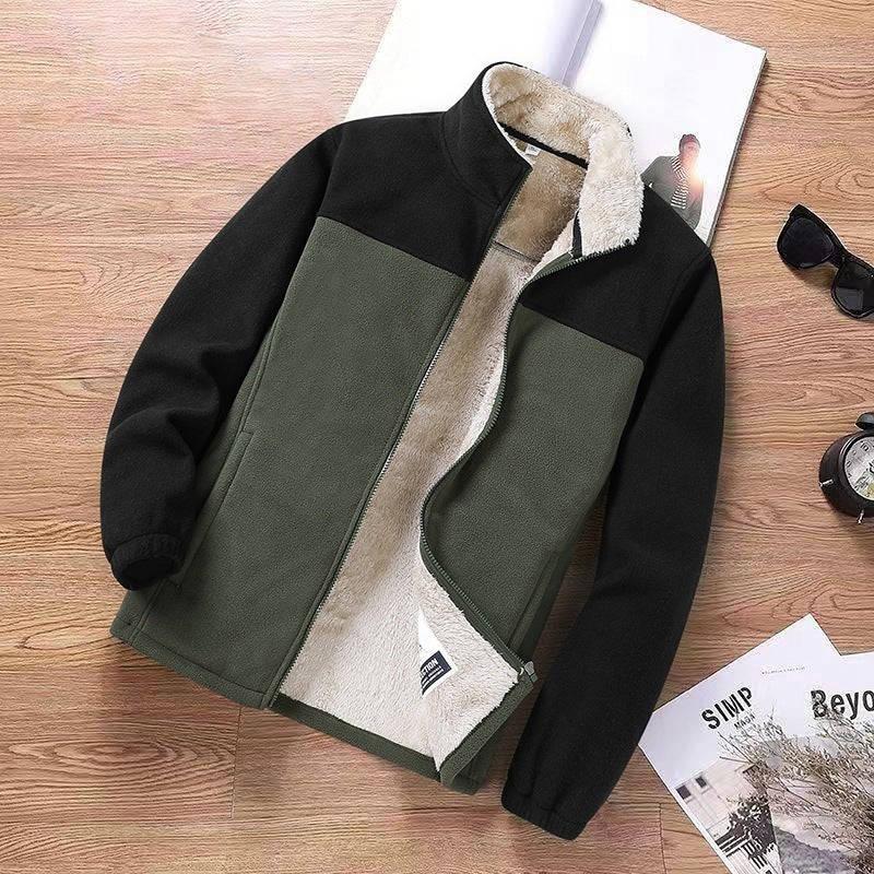 Herren Zweifarbige Fleece-Übergangsjacke mit Stehkragen, Reißverschluss & Eingrifftaschen Nord Taschen