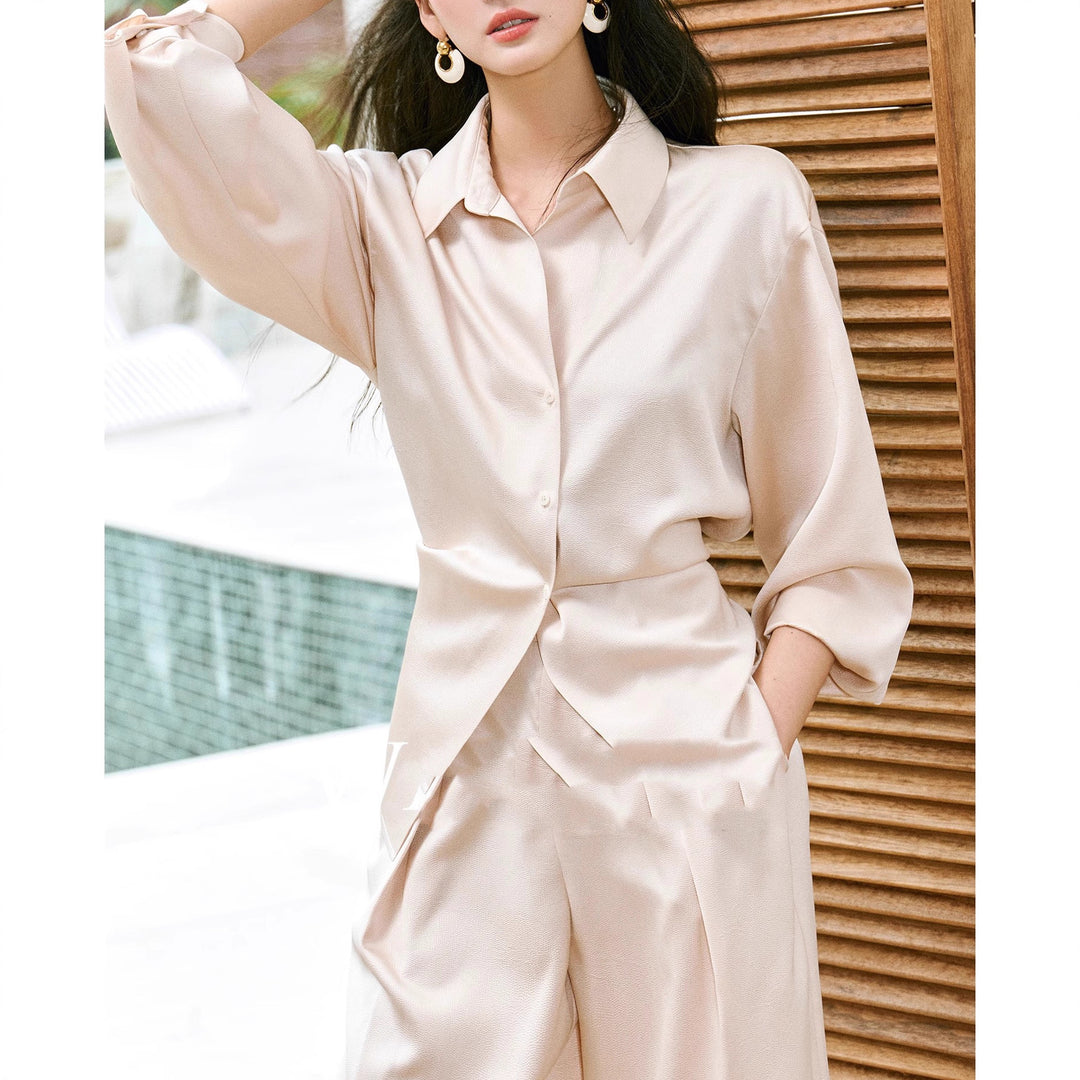 Damen Elegante Bluse mit schimmerndem Finish und Taillengürtel Nord Taschen