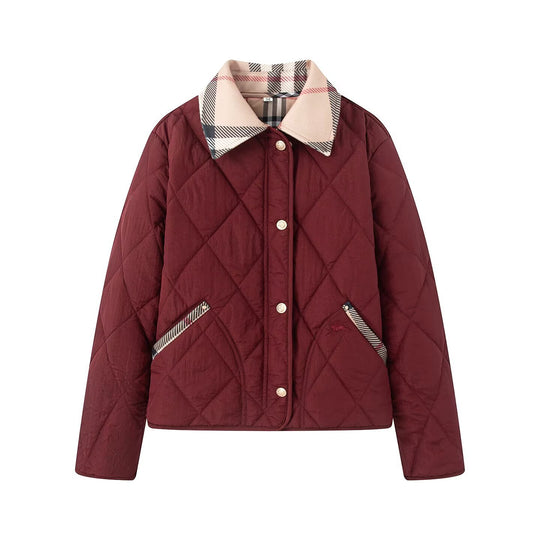 Damen Steppjacke mit karierter Kragen- und Taschenblende Nord Taschen