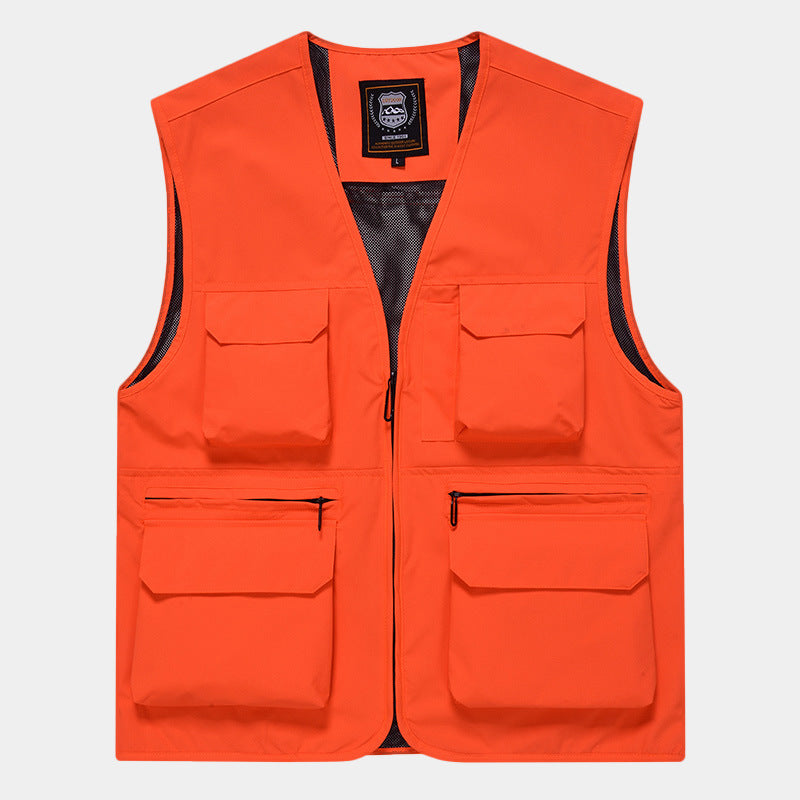 Herren Multifunktionale Utility‑Weste aus technischem Canvas mit Mesh‑Futter und Frontreißverschluss Nord Taschen