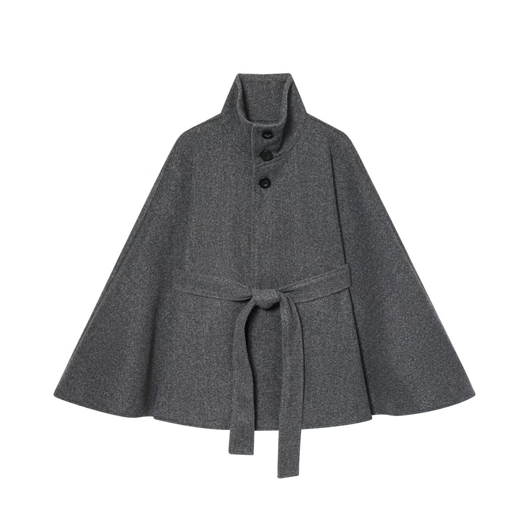 Damen Kurze Boxy-Wollmix-Jacke mit Stehkragen und aufgesetzten Pattentaschen Nord Taschen