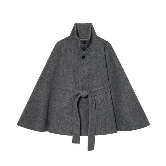Damen Kurze Boxy-Wollmix-Jacke mit Stehkragen und aufgesetzten Pattentaschen Nord Taschen