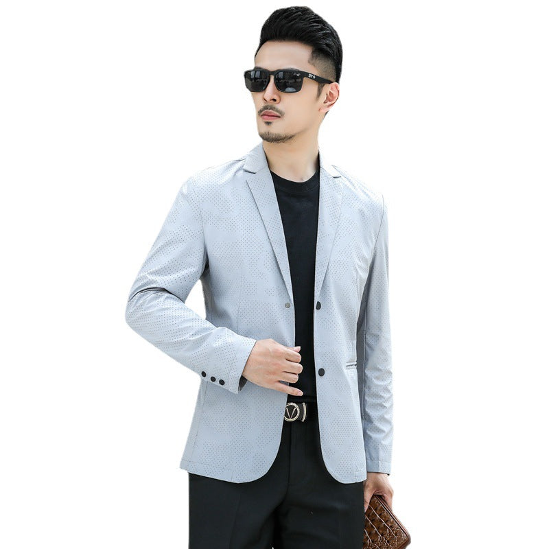 Herren Slim-Fit Sakko mit dezentem Allover‑Punktmuster Nord Taschen