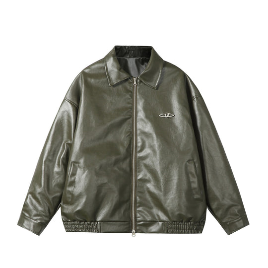 Damen Oversize Glattleder‑Optik Blousonjacke mit elastischem Saum und Metall‑Logo Nord Taschen